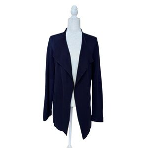 Eileen Fisher Silk Blend Open Front Knit Cardigan Sweater Size M Blue Minimalist